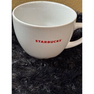 Starbucks 18 Oz White Ceramic Coffee Mug With Red Logo
